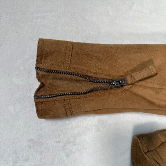 Abercrombie Fitch Biker Jacket Women Size S Brown Full Zip Faux Suede Moto GUC - Picture 15 of 16